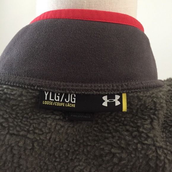 Under Armour Zip Sweater Jacket, Gray, Red, Sz L - Picture 5 of 5